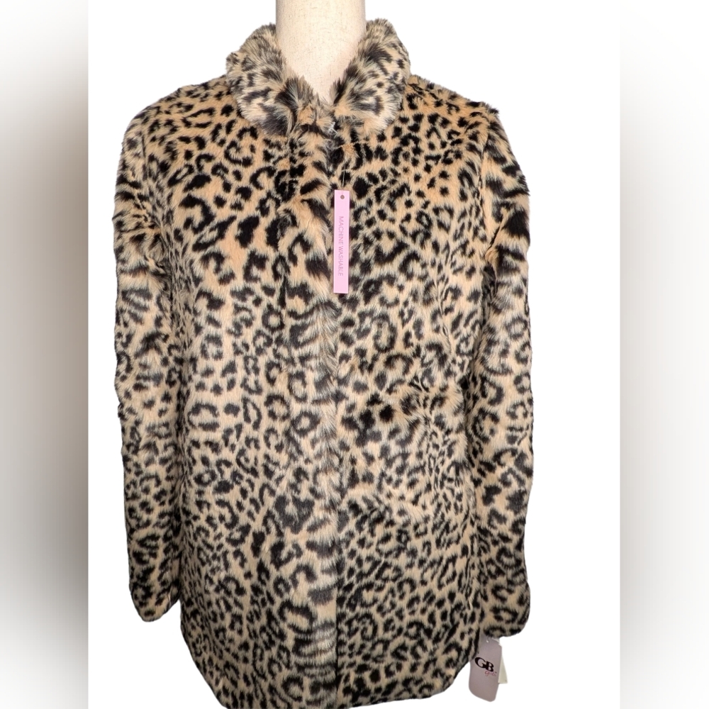 NEW With Tags Girls 14/16 Leopard Print Faux Fur Jacket